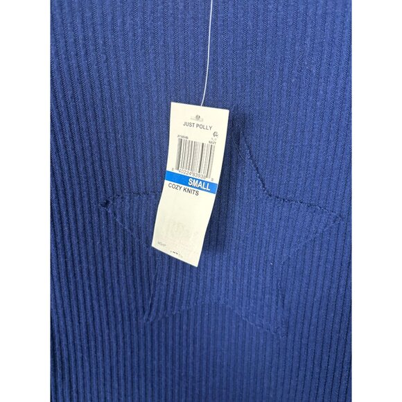 Just Polly Juniors' Cozy Star Patch  Knit Ribbed Blue  Long Sleeve Top Small NWT - Picture 7 of 8